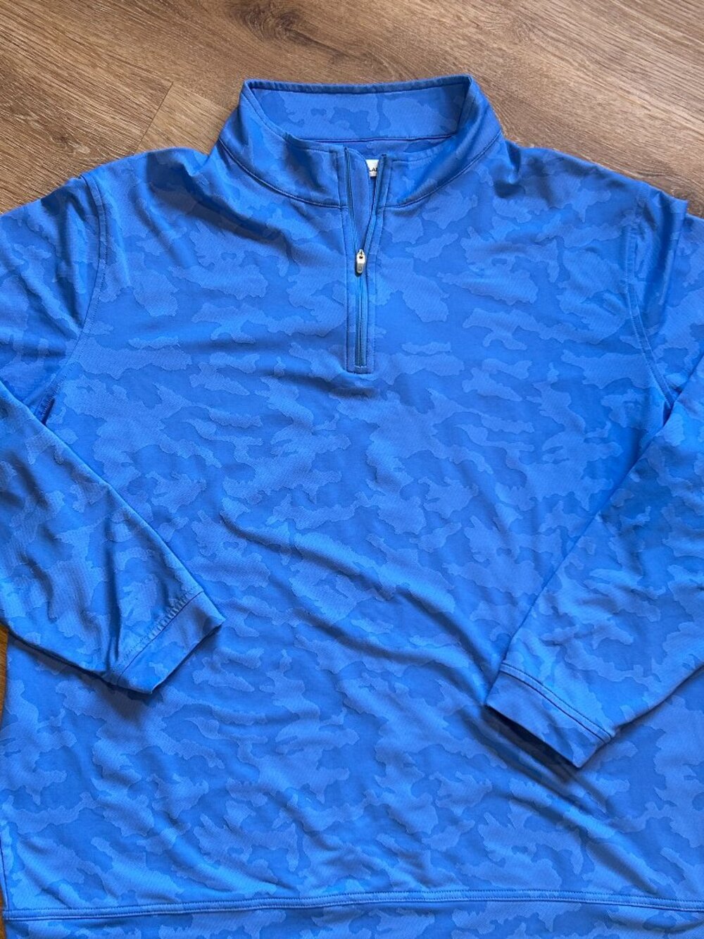 Peter Millar XXL Perth Camo Performance Quarter-Zip Pullover Blue Lapis